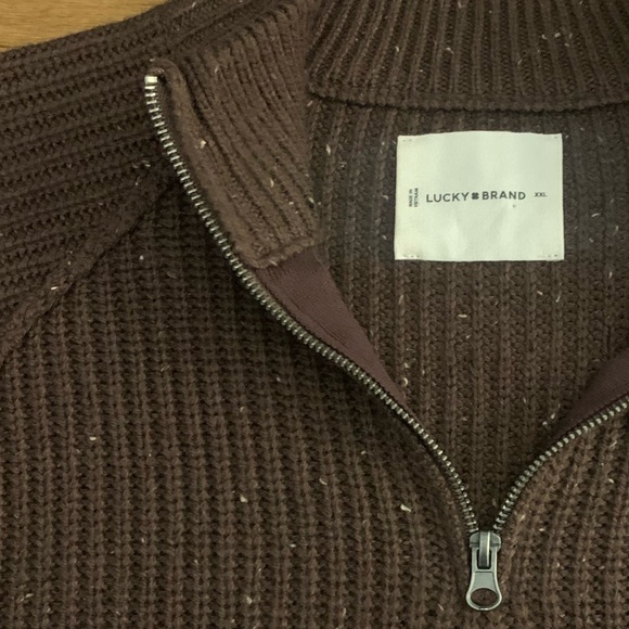 🍀LUCKY BRAND🍀 Heavy Blend Quarter Zip Sweater - Picture 2 of 6